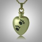 Black Pet Paw Print Heart Cremation Jewelry IV